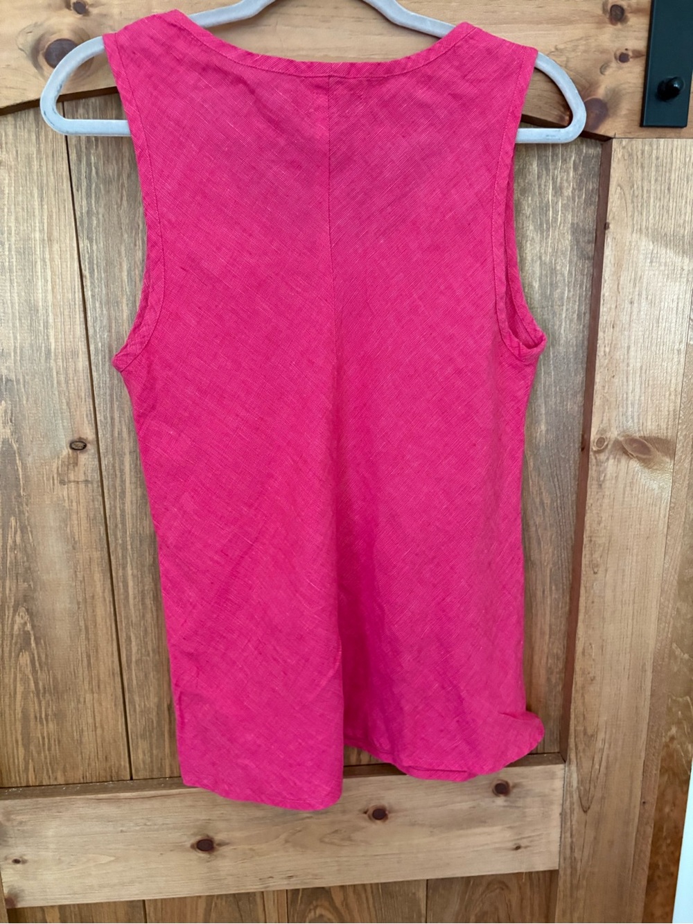 Flax Bright Pink Linen Tank - Sleeveless Scoop Neck - Picture 3 of 4